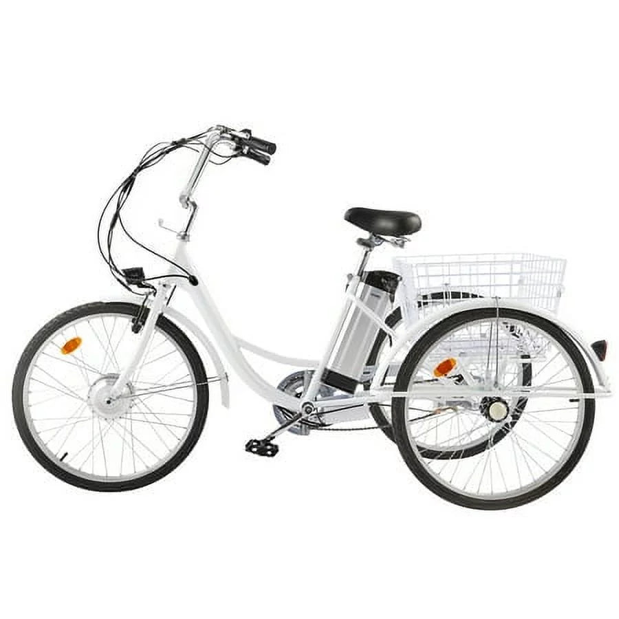&#8220;Viribus 24inch 3 Wheel Electric Tricycle for Adults with 250w Motor,Removable 36V 10Ah Lithium Battery, White&#8221;