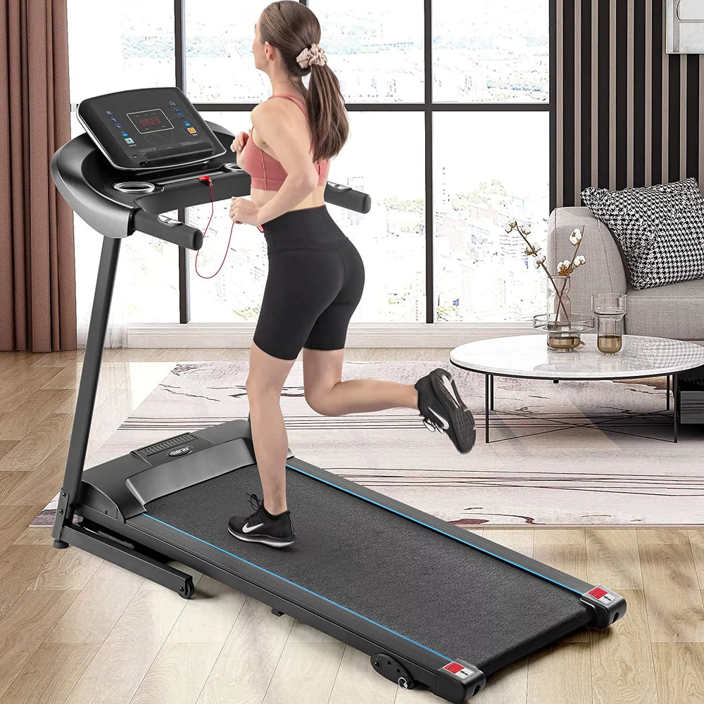 &#8220;Folding Middle Treadmill for Home, 2.5HP Electric Motorized Running Machine with 10MPH Speed, Large Running Surface, 12 Programs, Speakers, Incline, LCD and Pulse Monitor for Running Walking&#8221;