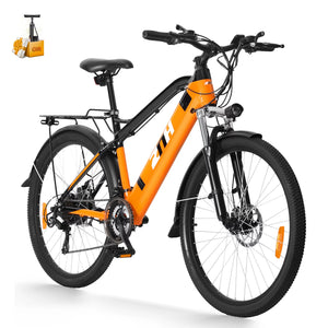 ZNH Electric Bike Adult 350W Electric Bicycles for Women Men 26&#8243; Orange Mountain Ebike Shimano 21 Speed 36V 10Ah Battery